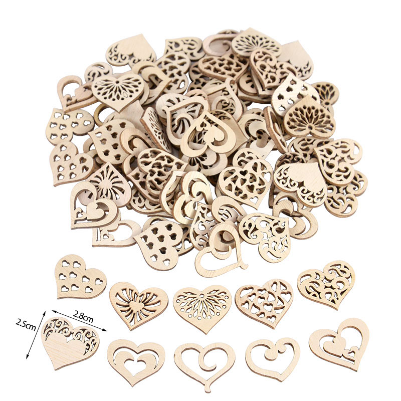 50/100pcs 빈 심장 패턴 작은 자연 나무 조각  - Oud Wood Chip 리뷰 및 가격